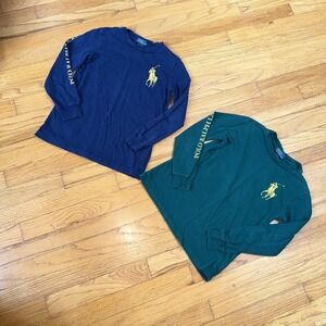 Polo Ralph Lauren Shirt Boys 7 Long Sleeve Big Pony Spell Out Preppy Classic